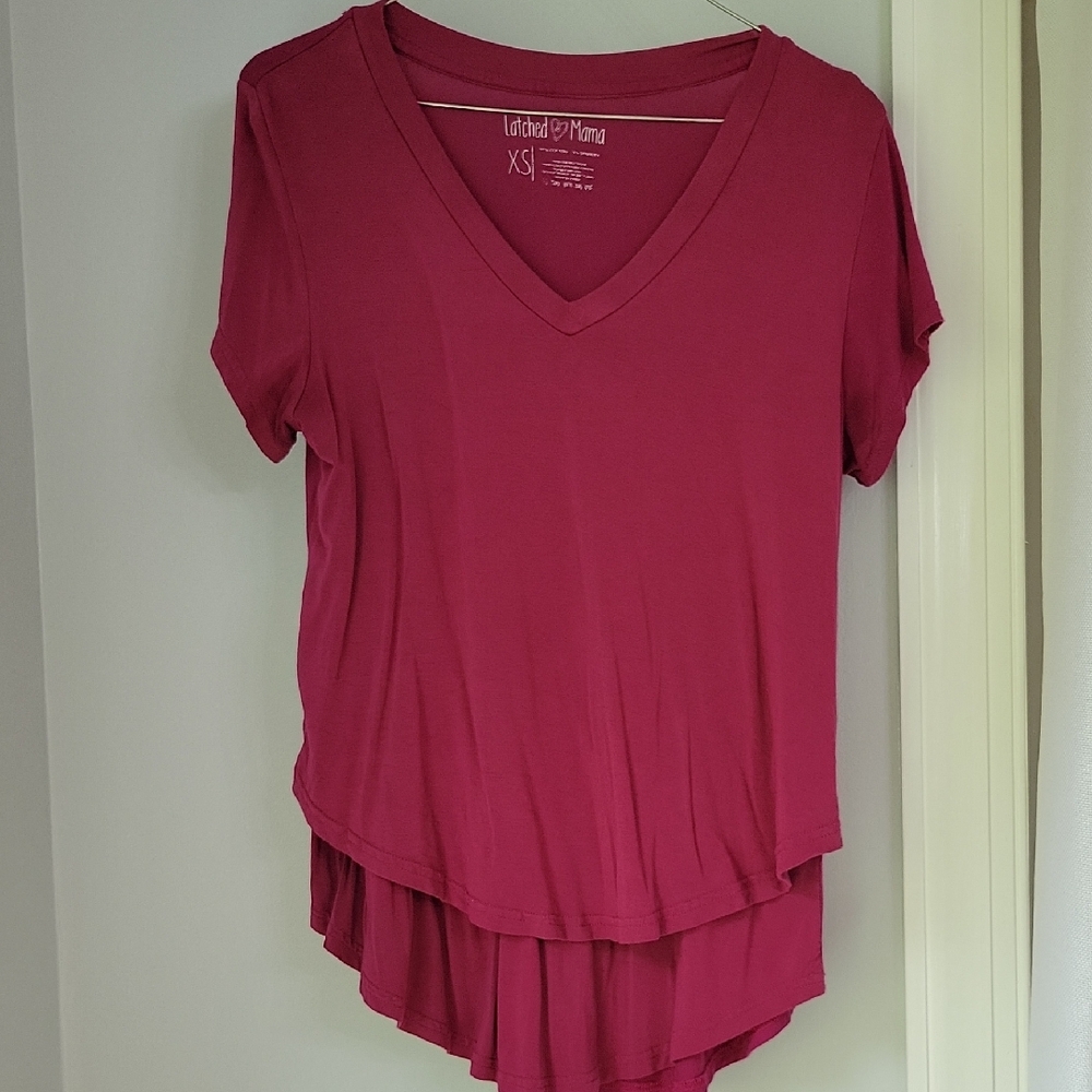 Latched Mama Short Sleeve Layered Top - Berry